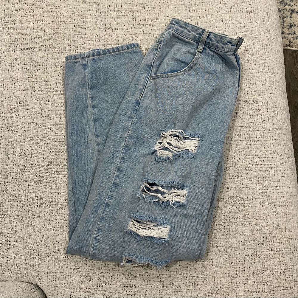 High waist wide leg ripped jeans - SIZE 5